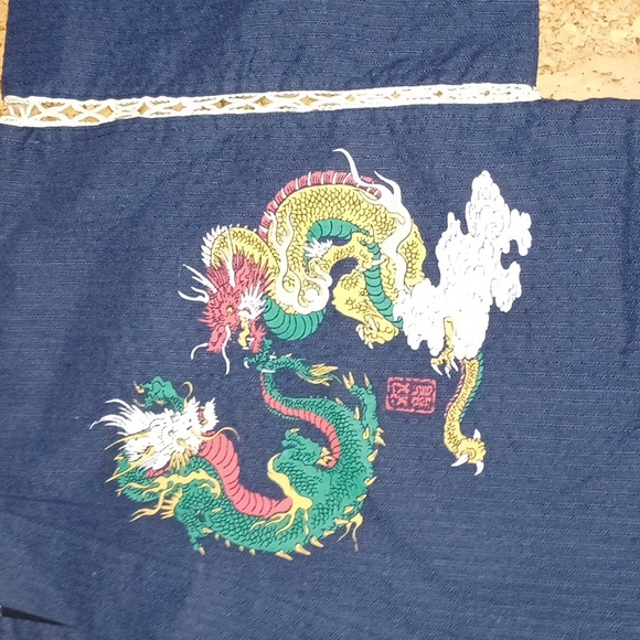 Men's Two Piece Navy Jinbei With Dragon Graphic Front & Back, NWT - Picture 3 of 13